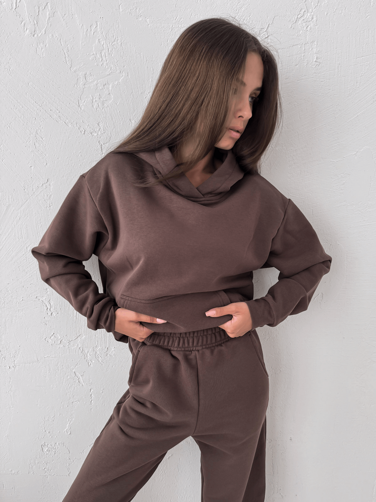 LUMI - BAWEŁNIANA BLUZA Z KAPTUREM CZEKOLADOWA