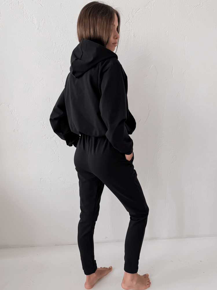 AURELIA - BAWEŁNIANA BLUZA Z KAPTUREM CZARNA