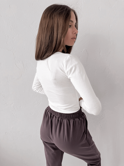 CARMEN - BAWEŁNIANA BLUZKA Z DŁUGIM RĘKAWEM ECRU