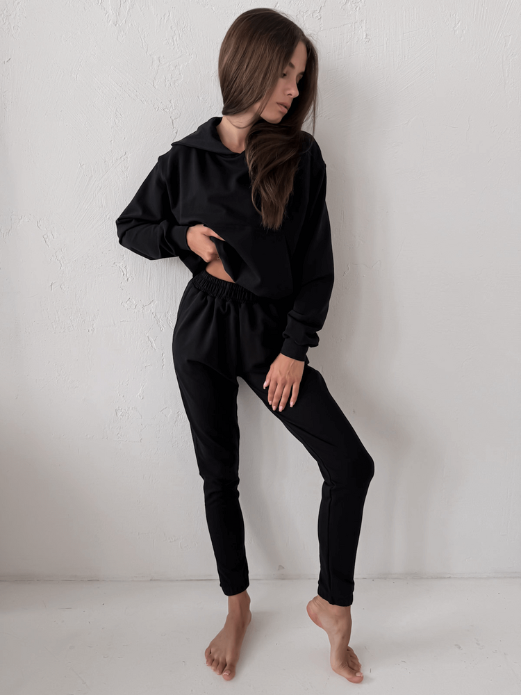 AURELIA - BAWEŁNIANA BLUZA Z KAPTUREM CZARNA