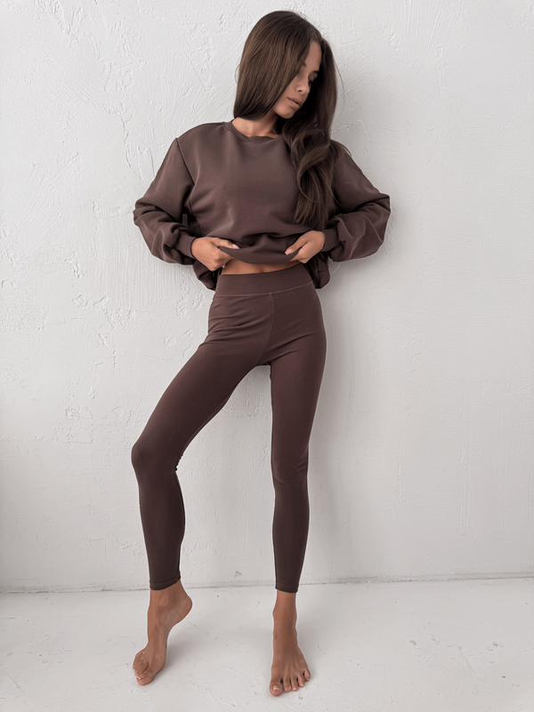 AURORA - BAWEŁNIANA BLUZA TYPU BASIC CZEKOLADOWA