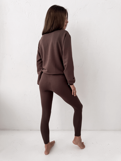 AURORA - BAWEŁNIANA BLUZA TYPU BASIC CZEKOLADOWA