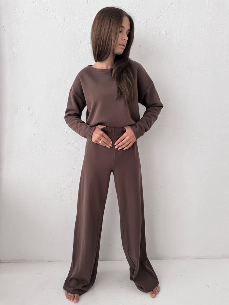MELIA - BAWEŁNIANA KRÓTKA BLUZA CZEKOLADOWA