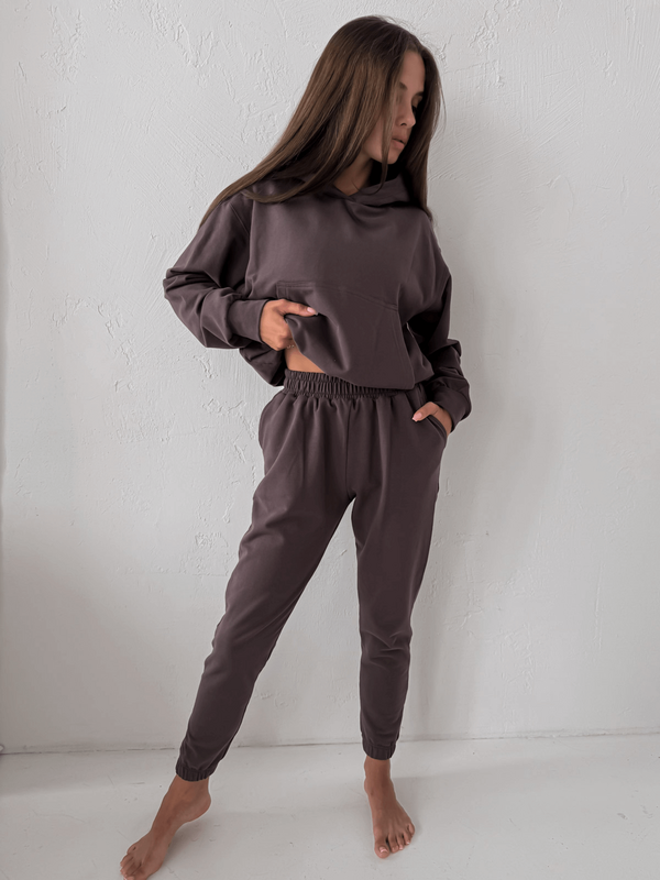 AURELIA - BAWEŁNIANA BLUZA Z KAPTUREM BRĄZ