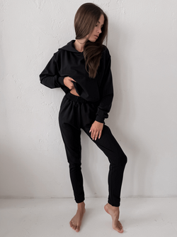 AURELIA - BAWEŁNIANA BLUZA Z KAPTUREM CZARNA