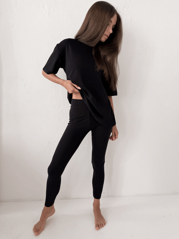 ATLANTA - BAWEŁNIANY T-SHIRT BASIC CZARNY